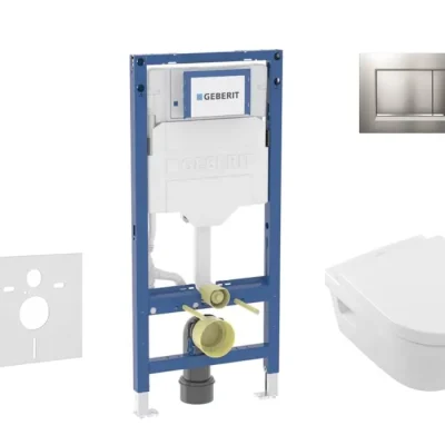 Geberit Duofix - komplekts ar priekšsienas elementu, Architectura WC ar Softclose sēdekli un Sigma20 vadības plati, matēts hroms/hroms SANI11CK2106
