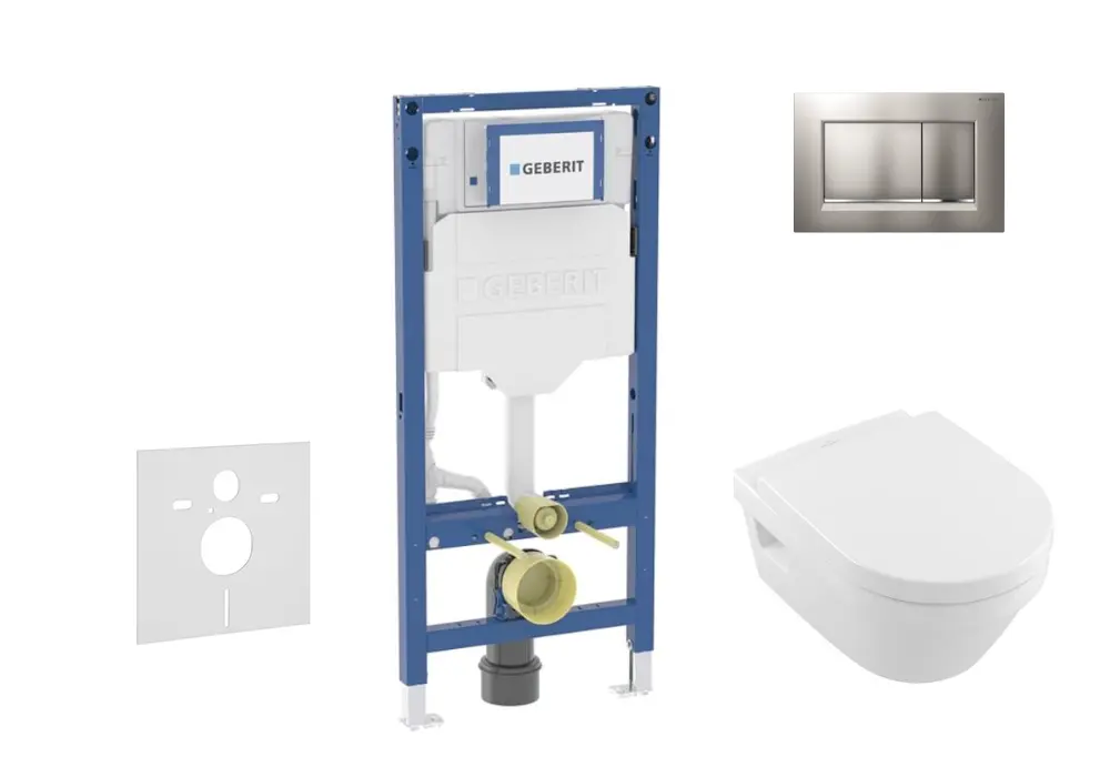 Geberit Duofix - komplekts ar priekšsienas elementu, Architectura WC ar Softclose sēdekli un Sigma20 vadības plati, matēts hroms/hroms SANI11CK2106