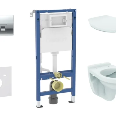 Geberit Duofix - komplekts priekšsienas elementam, Alpha-WC ar sēdekli un Delta35 vadības plati, spīdīgs hroms SANI11CD1144