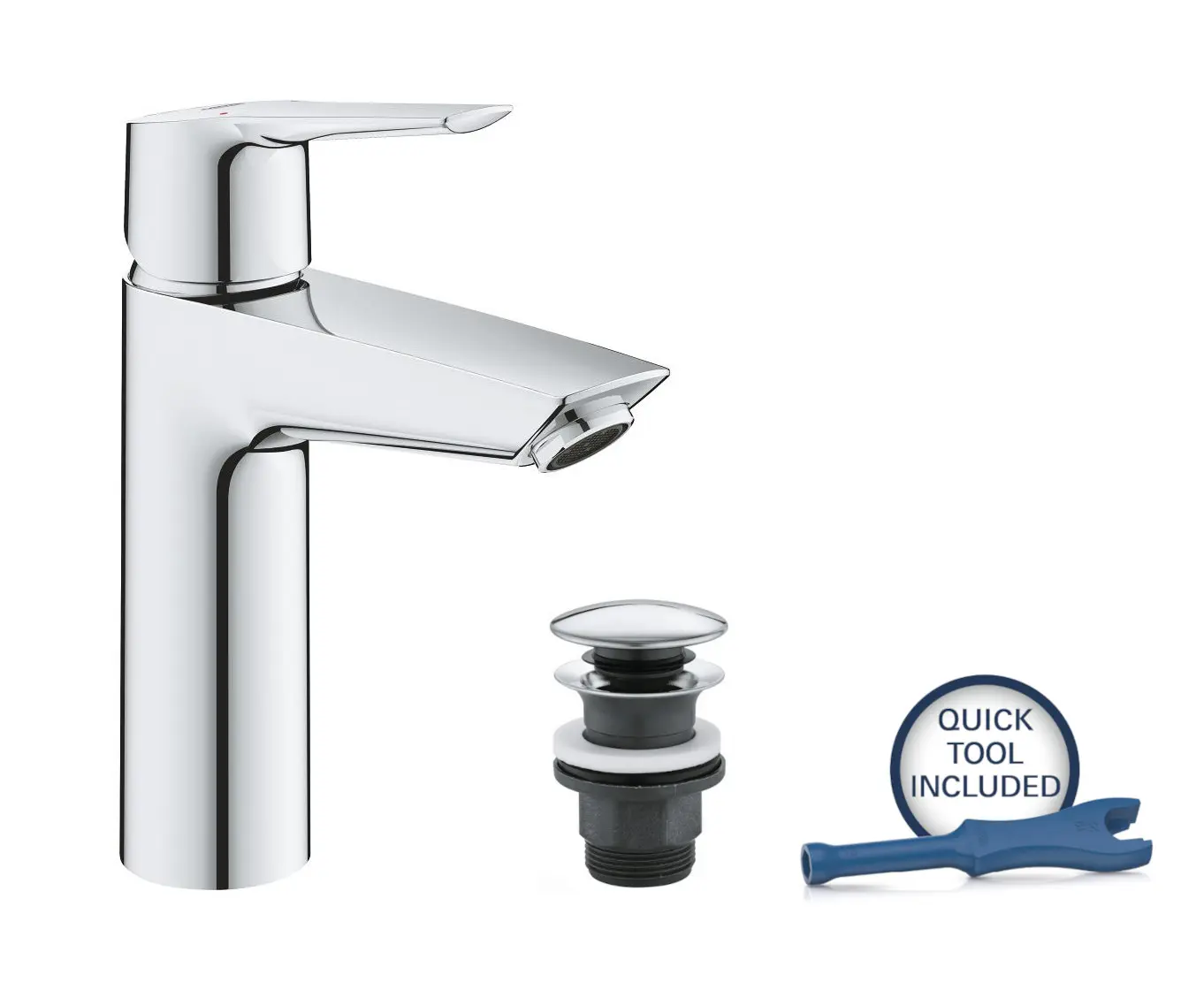 Grohe QuickFix Start - izlietnes maisītājs ar Push-Open noteci, hroms 24204002