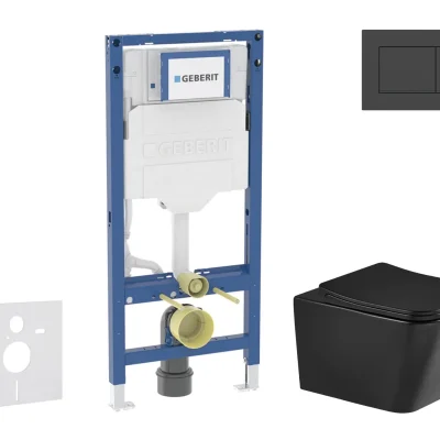 Geberit Duofix - komplekts ar priekšsienas elementu, Arkas I-WC ar Softclose sēdekli un Sigma20 vadības plati, melns matēts/melns SANI11CA5509