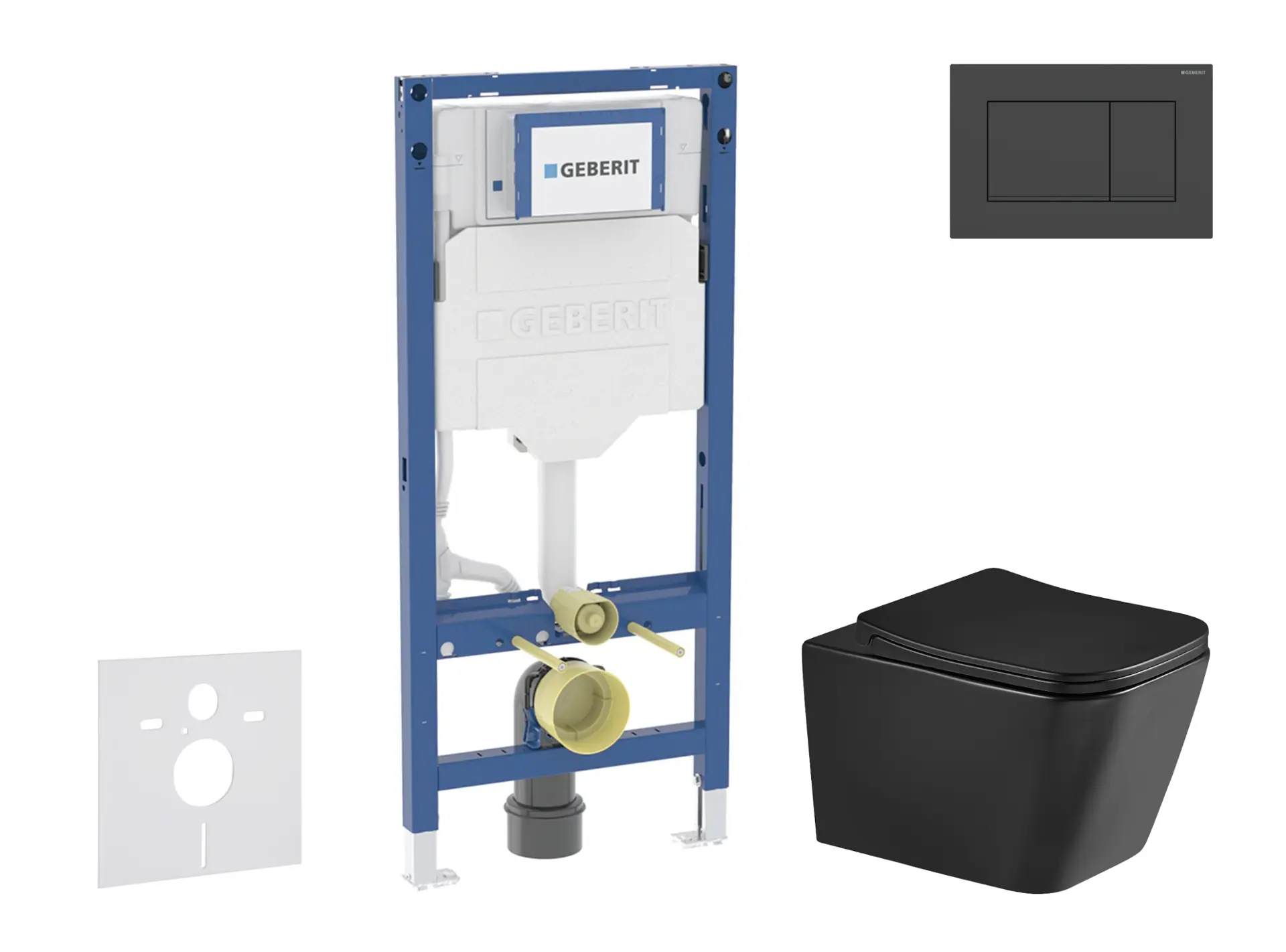 Geberit Duofix - komplekts ar priekšsienas elementu, Arkas I-WC ar Softclose sēdekli un Sigma20 vadības plati, melns matēts/melns SANI11CA5509