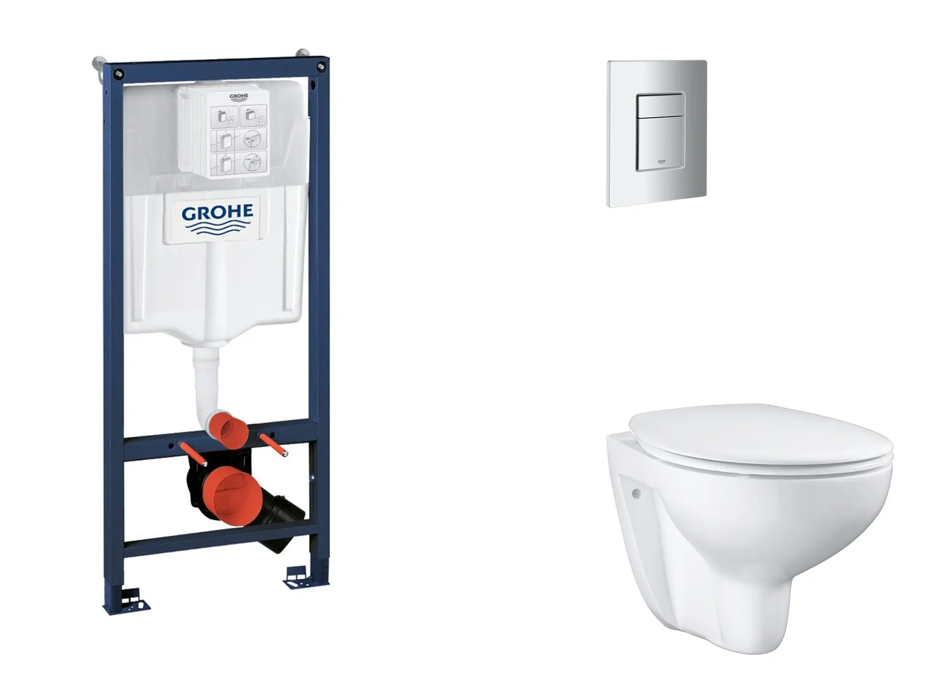 Grohe Rapid SL - priekšsienas elementa komplekts, WC ar SoftClose sēdekli un Skate Cosmopolitan vadības plāksni, hroms matēts SANI11BB2114