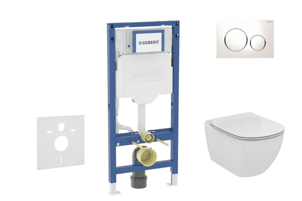 Geberit Duofix - komplekts ar priekšsienas elementu, Tesi WC ar sēdekli un Sigma20 vadības plati, balts/hroms SANI11CD3119