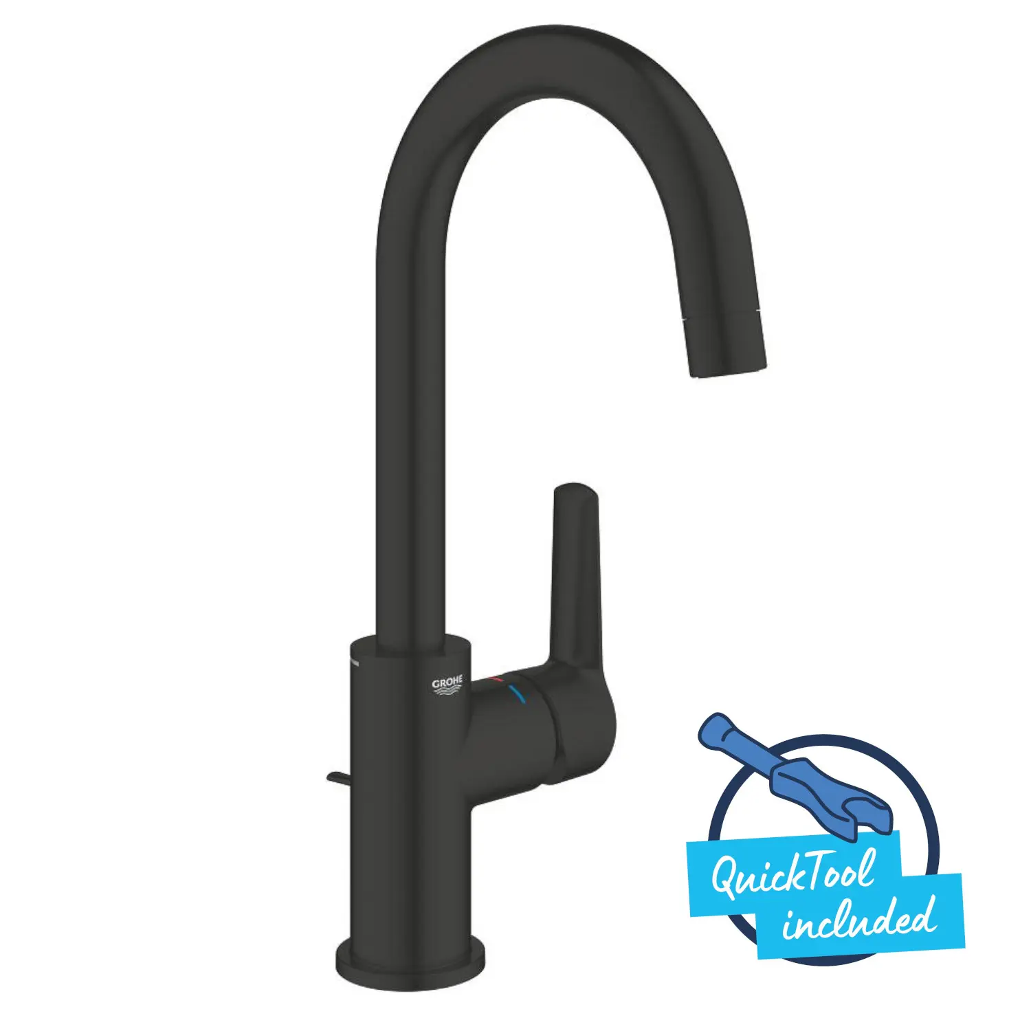 Grohe QuickFix Start - izlietnes maisītājs ar noteci, matēti melns 242032432