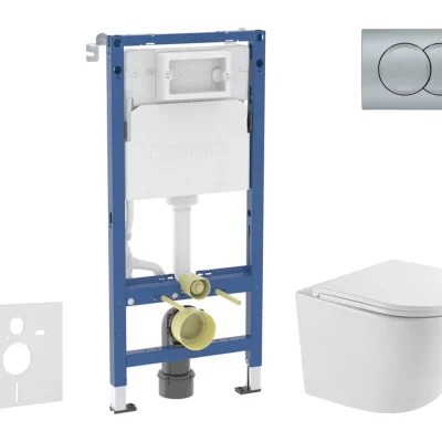 Geberit Duofix - komplekts priekšsienas elements, WC Oudee ar Softclose sēdekli un Delta01 vadības plati, hroms matēts SANI11CA2105