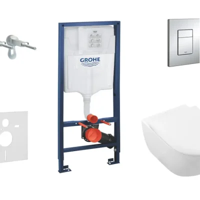 Grohe Rapid SL - priekšsienas montāžas komplekts, WC ar sēdekli Subway 2.0, DirectFlush, SoftClose, CermaicPlus, vadības plate Skate Cosmo, hroms 38528SET-KI