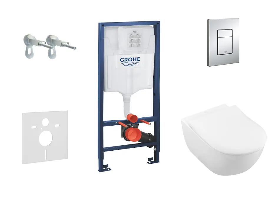 Grohe Rapid SL - priekšsienas montāžas komplekts, WC ar sēdekli Subway 2.0, DirectFlush, SoftClose, CermaicPlus, vadības plate Skate Cosmo, hroms 38528SET-KI
