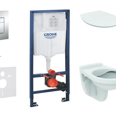 Grohe Rapid SL - priekšsienas elementa komplekts, WC Alpha ar sēdekli, vadības plate Skate Cosmopolitan, hroms 38528SET-KD