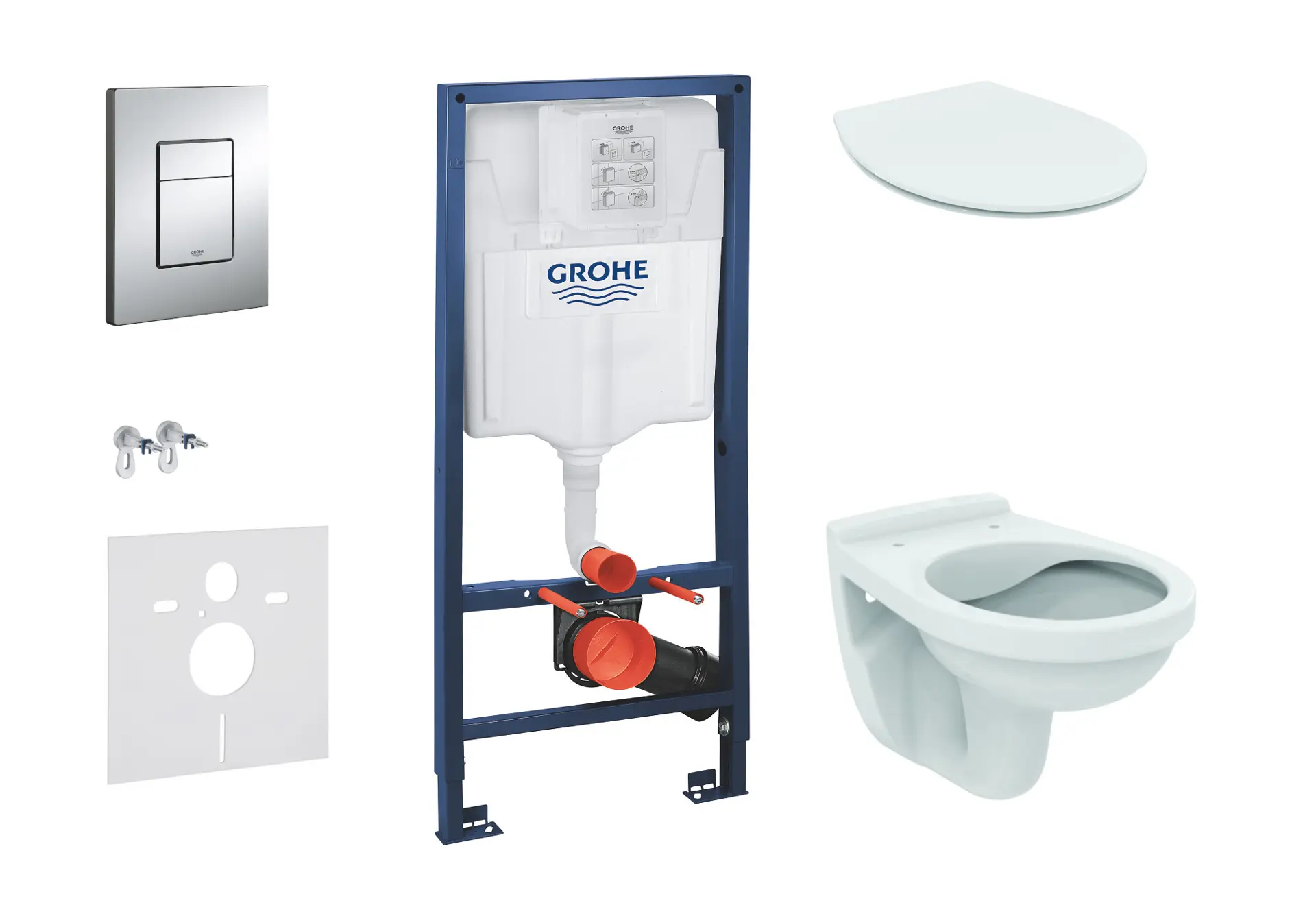 Grohe Rapid SL - priekšsienas elementa komplekts, WC Alpha ar sēdekli, vadības plate Skate Cosmopolitan, hroms 38528SET-KD