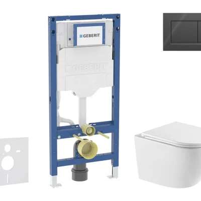 Geberit Duofix - komplekts ar priekšsienas elementu, WC Oudee ar Softclose sēdekli un Sigma20 vadības plati, spīdīgi melns/matēti melns SANI11CA5170