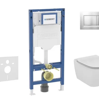 Geberit Duofix - komplekts priekšsienas elements, Tesi WC ar Softclose sēdekli un Sigma20 vadības plati, hroms matēts/hroms SANI11CD2138