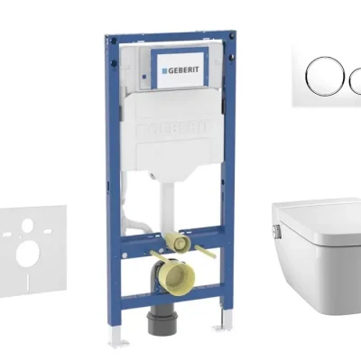 Geberit Duofix - komplekts priekšsienas elements, TECEone WC ar Softclose sēdekli un Sigma20 vadības plati, balts/hroms spīdīgs SANI11CT3103