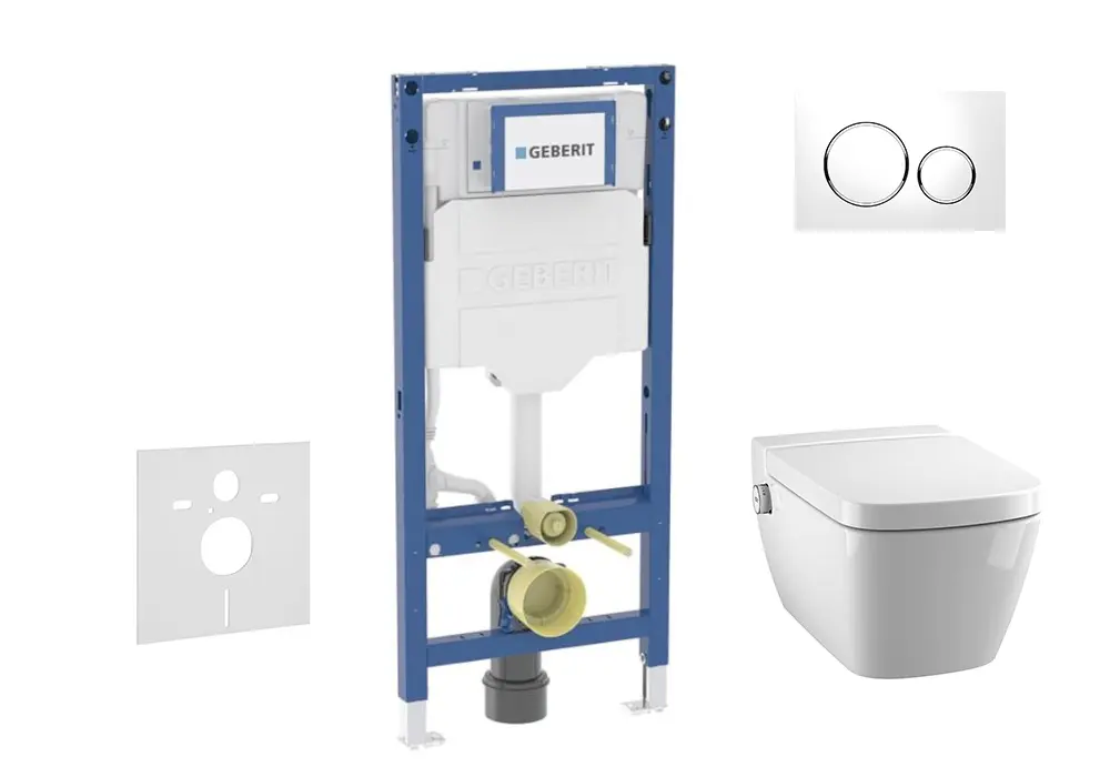 Geberit Duofix - komplekts priekšsienas elements, TECEone WC ar Softclose sēdekli un Sigma20 vadības plati, balts/hroms spīdīgs SANI11CT3103