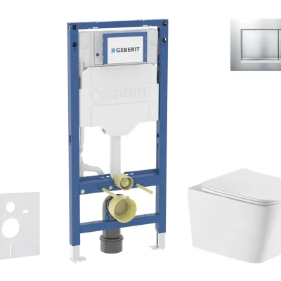 Geberit Duofix - komplekts, priekšsienas elements, WC Arkas ar SoftClose sēdekli un Sigma20 vadības plati, hroms matēts lakots/hroms SANI11CA2115