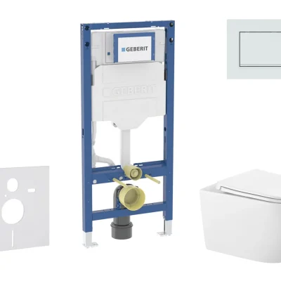 Geberit Duofix - komplekts priekšsienas elements, WC Gaia ar Softclose sēdekli un Sigma20 vadības plati, balts/balts matēts SANI11CA3142B