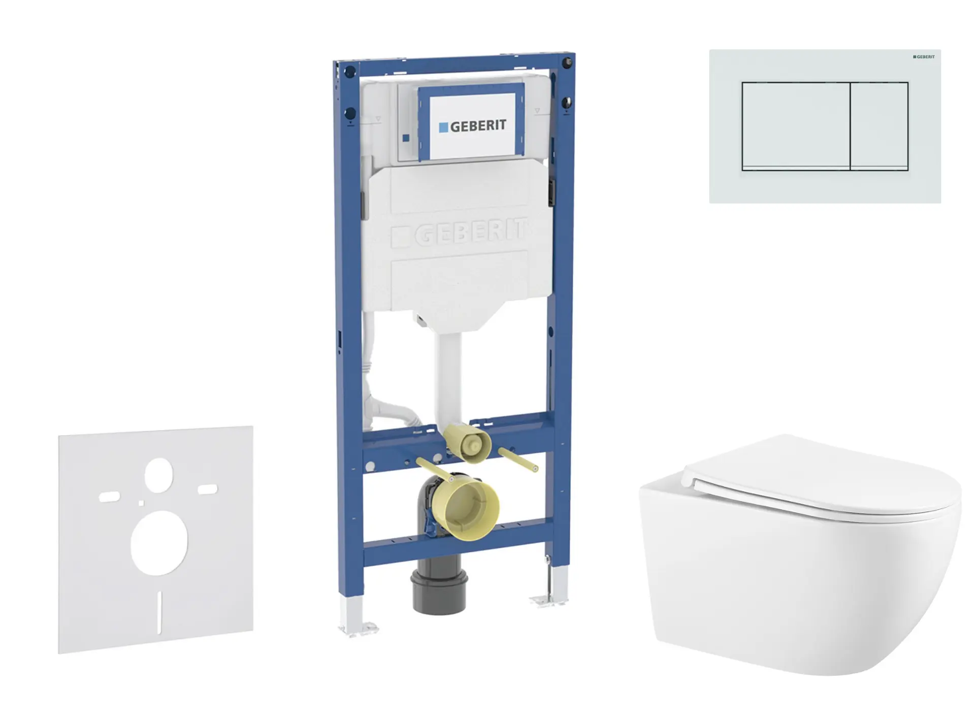 Geberit Duofix - komplekts priekšsienas elements, WC Gaia ar Softclose sēdekli un Sigma20 vadības plati, balts/balts matēts SANI11CA3142B