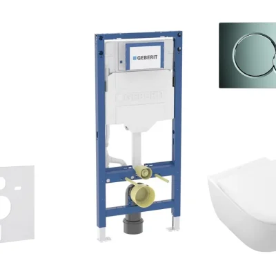 Geberit Duofix - komplekts ar priekšsienas elementu, Subway 2.0 WC ar Softclose sēdekli un Sigma01 vadības plati, spīdīgs hroms SANI11CK1109
