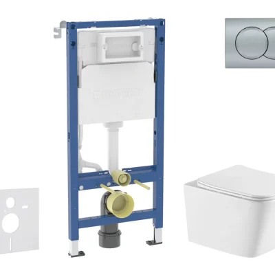 Geberit Duofix - komplekts, priekšsienas elements, Arkas I-WC ar SoftClose sēdekli un Delta01 vadības plati, hroms matēts SANI11CA2117