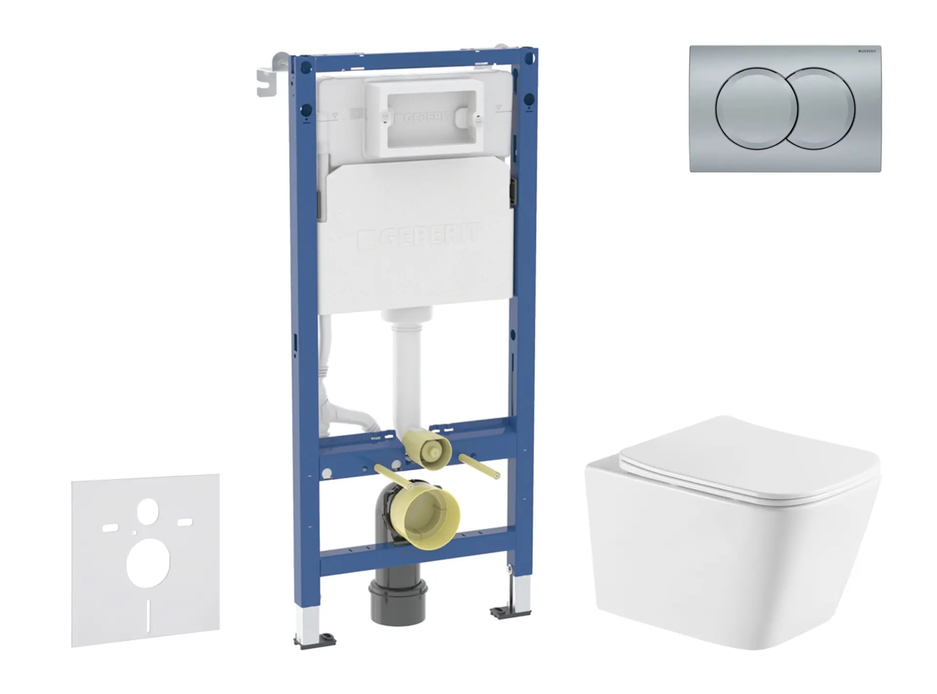 Geberit Duofix - komplekts, priekšsienas elements, Arkas I-WC ar SoftClose sēdekli un Delta01 vadības plati, hroms matēts SANI11CA2117