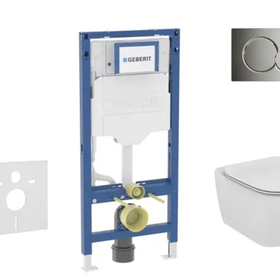 Geberit Duofix - komplekts: priekšsienas elements, Tesi WC ar sēdekli un Sigma01 vadības plati, spīdīgs hroms SANI11CD1117