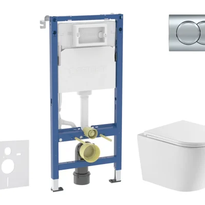 Geberit Duofix - komplekts ar priekšsienas elementu, Nefia WC ar Softclose sēdekli un Delta01 vadības plāksni, spīdīgs hroms SANI11CA1163
