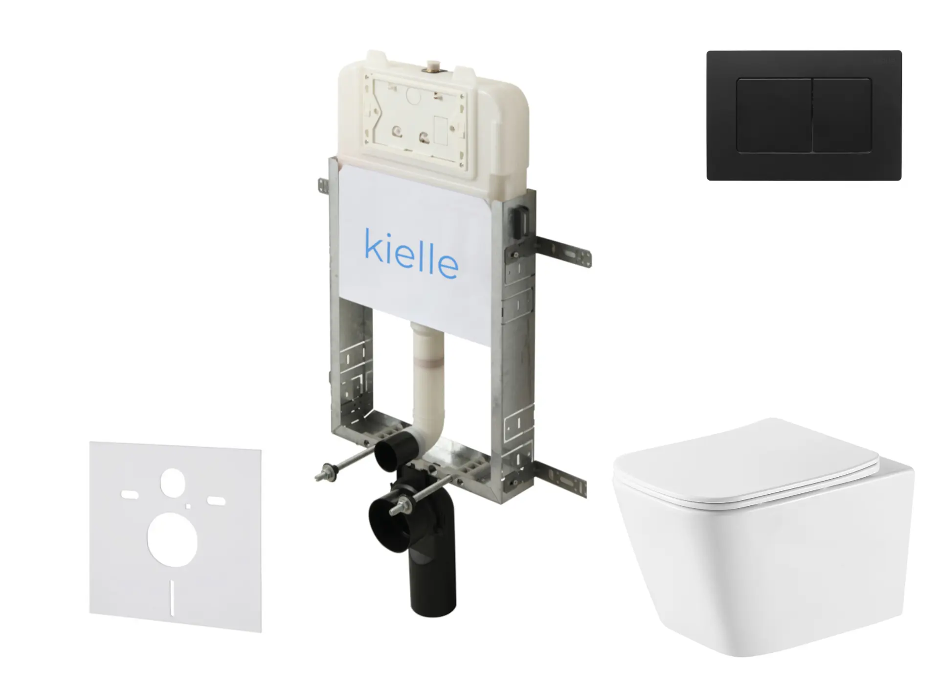kielle Genesis New - komplekts ar priekšsienas montāžu, WC Arkas I, Vortex Rimless+, Softclose sēdekli un vadības plati Gemini New III, matēti melns 30528SZ81