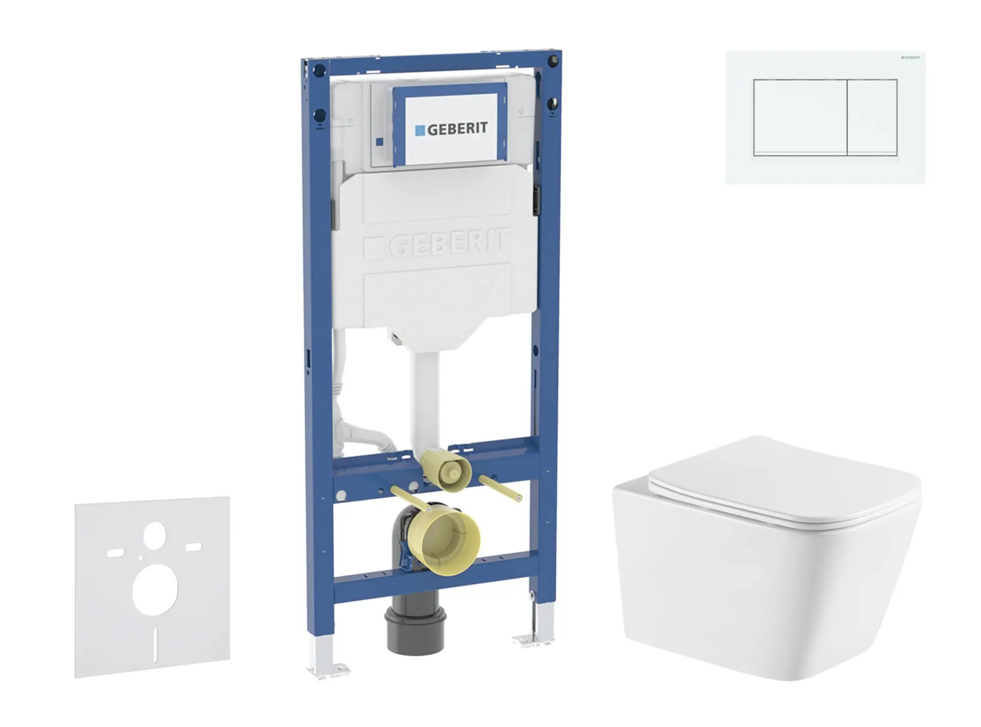 Geberit Duofix - komplekts priekšsienas elements, WC Arkas I un Softclose sēdeklis, vadības plate Sigma20, balts/matēti balts SANI11CA31145
