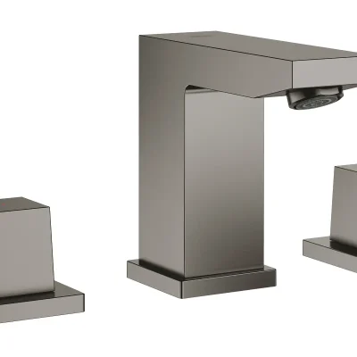 Grohe Eurocube - izlietnes maisītājs ar noteci, 3 caurumu montāža, Hard Graphite birstēts 20351AL0