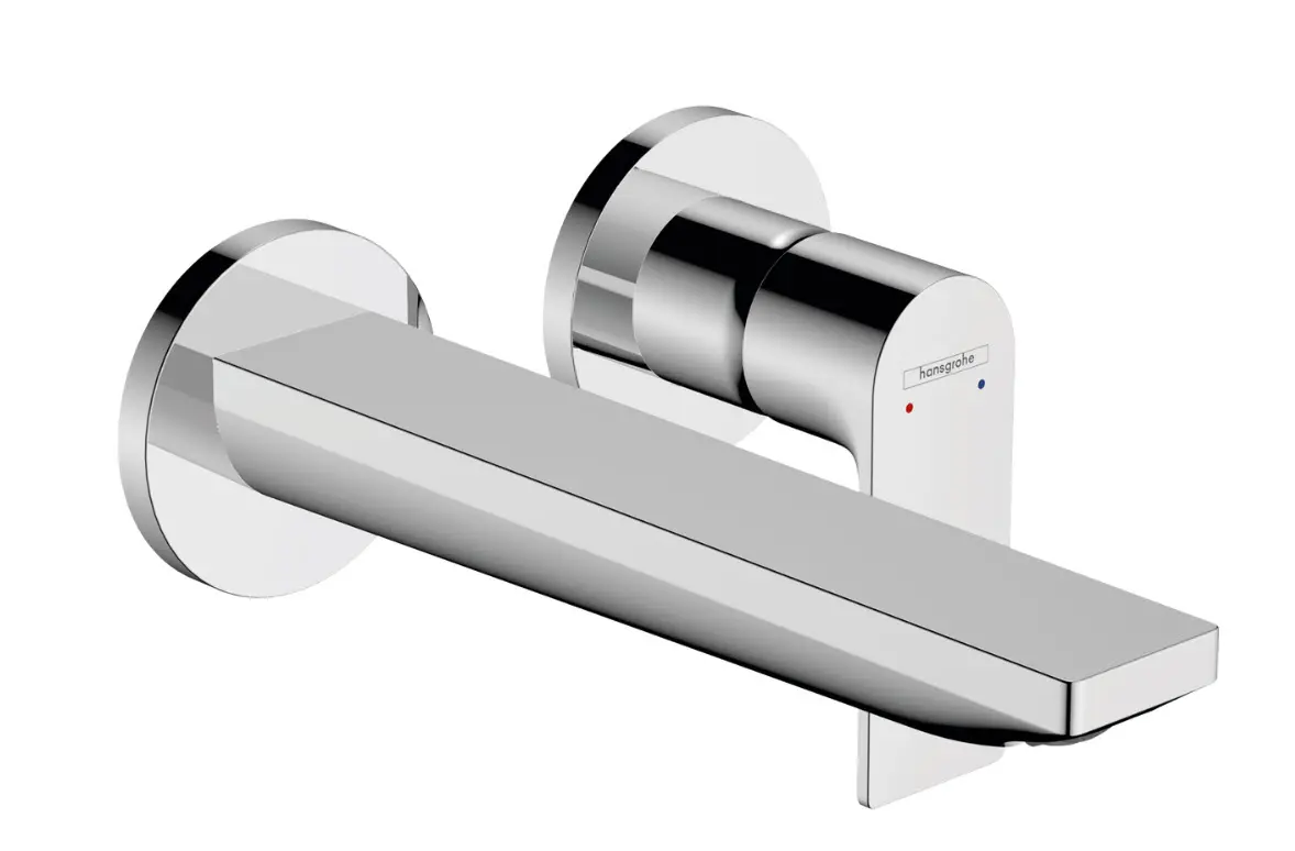 Hansgrohe Rebris E - zemapmetuma izlietnes maisītājs, 2 caurumu montāža, hroms 72568000