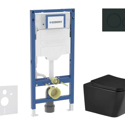 Geberit Duofix - komplekts ar priekšsienas elementu, Arkas I WC ar Softclose sēdekli un Sigma20 vadības plati, melns matēts/melns SANI11CA5510
