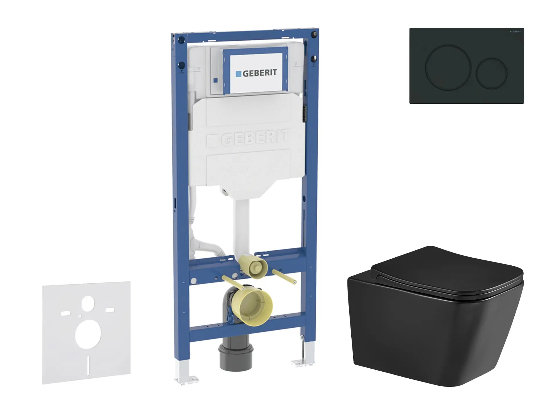 Geberit Duofix - komplekts ar priekšsienas elementu, Arkas I WC ar Softclose sēdekli un Sigma20 vadības plati, melns matēts/melns SANI11CA5510