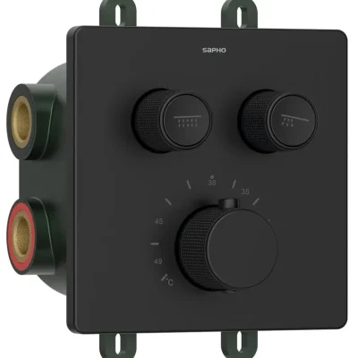 Sapho Smart Select - zemapmetuma termostata maisītājs, 2 patērētājiem, ar montāžas korpusu, melns matēts RP042B