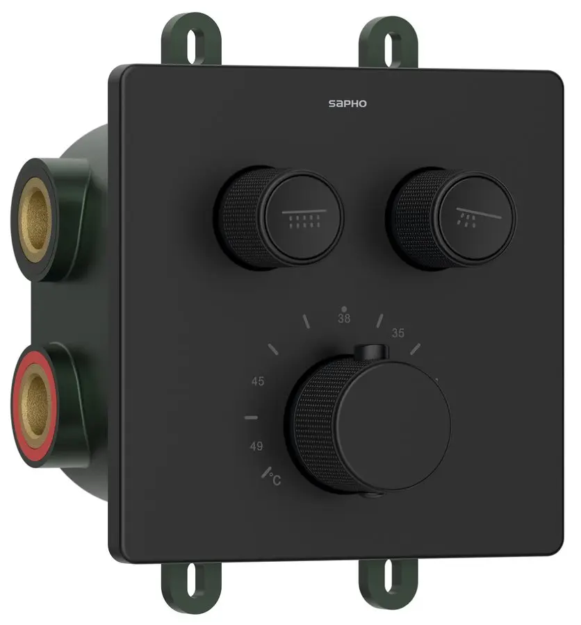 Sapho Smart Select - zemapmetuma termostata maisītājs, 2 patērētājiem, ar montāžas korpusu, melns matēts RP042B
