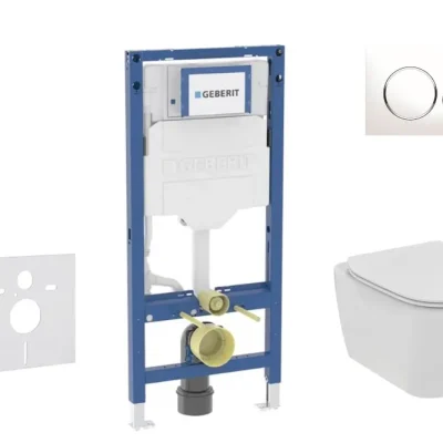 Geberit Duofix - komplekts ar priekšsienas elementu, Tesi WC ar Softclose sēdekli un Sigma20 vadības plati, balts/hroms SANI11CD3111