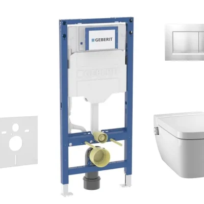Geberit Duofix - komplekts ar priekšsienas elementu, TECEone WC ar Softclose sēdekli un Sigma20 vadības plati, hroms matēts/hroms SANI11CT2106