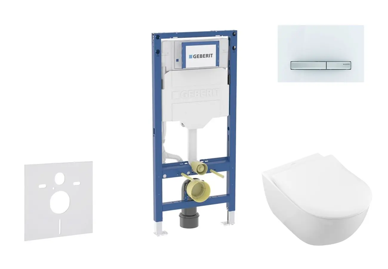 Geberit Duofix - komplekts ar priekšsienas elementu, Subway 2.0 WC ar Softclose sēdekli un Sigma50 vadības plati, Alpu balts SANI11CK3115