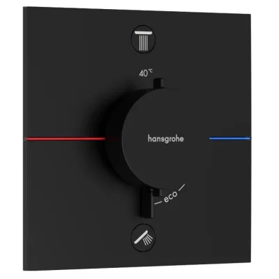 Hansgrohe ShowerSelect Comfort - zemapmetuma termostata maisītājs 2 patērētājiem, matēti melns 15572670