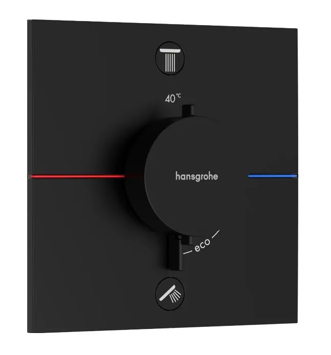 Hansgrohe ShowerSelect Comfort - zemapmetuma termostata maisītājs 2 patērētājiem, matēti melns 15572670