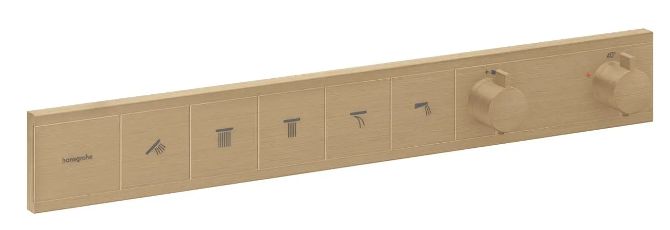 Hansgrohe RainSelect - zemapmetuma termostata maisītājs, 5 patērētājiem, matēts bronzas 15384140