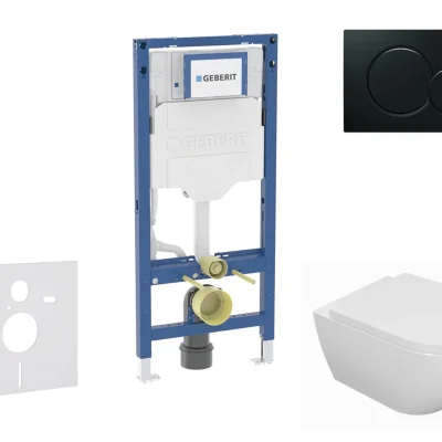 Geberit Duofix - komplekts priekšsienas elements, WC Oudee ar SoftClose sēdekli un Sigma01 vadības plati, melns SANI11CA5107B