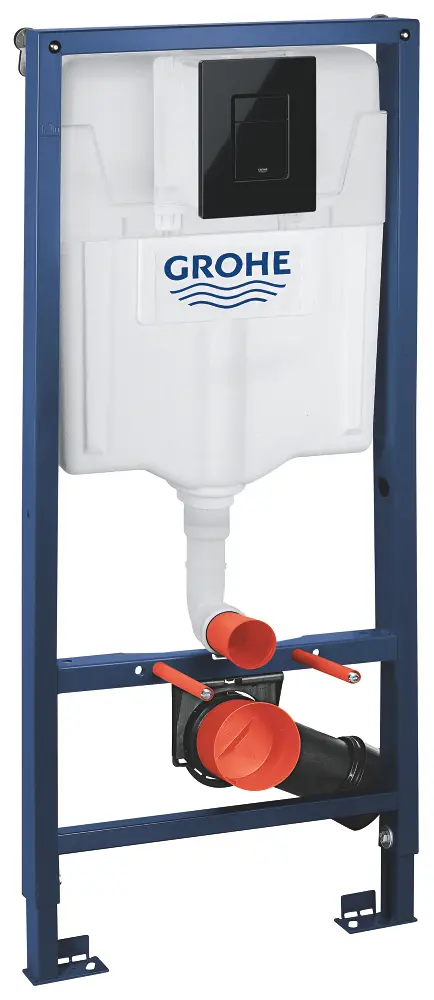 Grohe Rapid SL - priekšsienas elements ar skalošanas tvertni piekaramajam WC, vadības plate Skate Cosmopolitan, spīdīgi melns 39940000