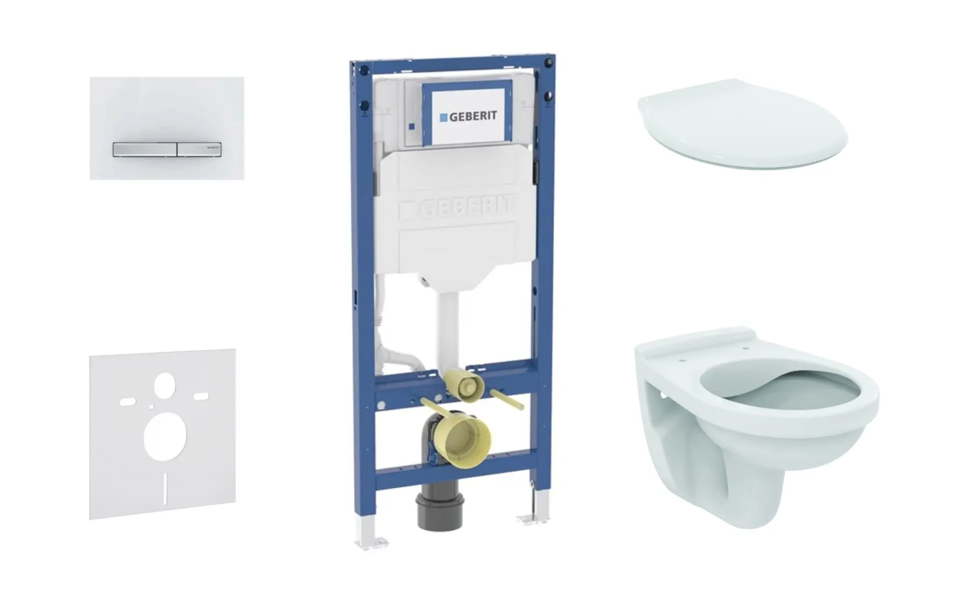 Geberit Duofix - priekšsienas elementu komplekts, Alpha-WC ar sēdekli un Sigma50 vadības plati, Alpu balts SANI11CD3131