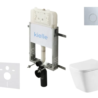 kielle Genesis New - komplekts ar priekšsienas montāžu, WC Arkas I, Vortex Rimless+, Softclose sēdekli un vadības plati Gemini New II, spīdīgs hroms 30528SZ77