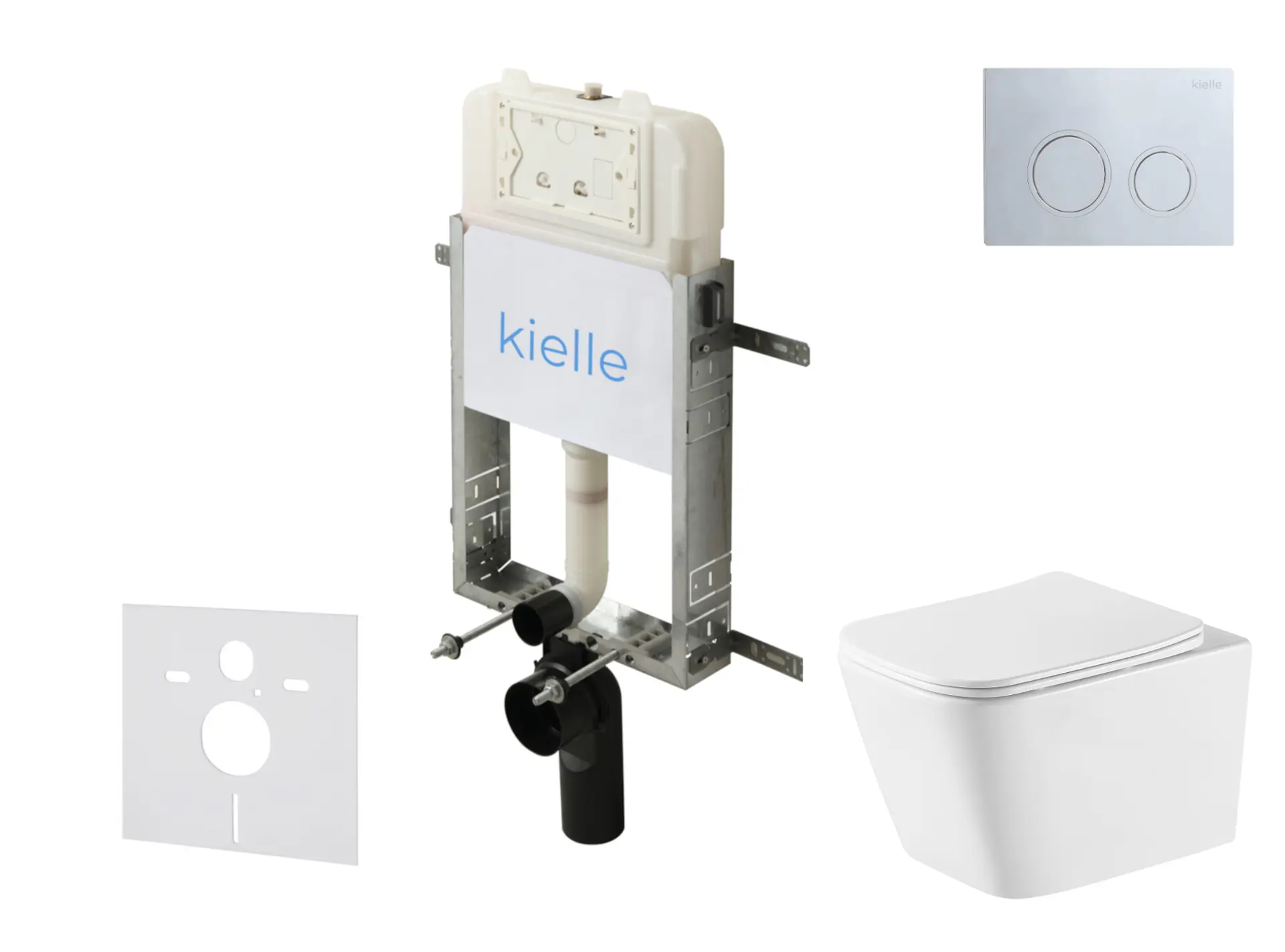 kielle Genesis New - komplekts ar priekšsienas montāžu, WC Arkas I, Vortex Rimless+, Softclose sēdekli un vadības plati Gemini New II, spīdīgs hroms 30528SZ77
