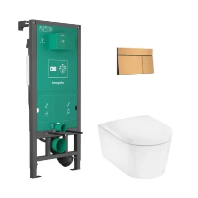 Hansgrohe EluPura S - komplekts zemapmetuma elements, EluPura S WC un SoftClose sēdeklis, iFrame Element E vadības plate, birstēts bronzas tonis 60303140