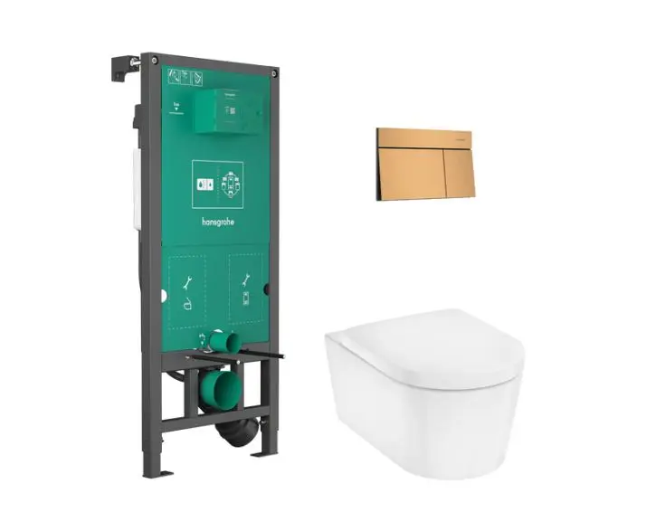 Hansgrohe EluPura S - komplekts zemapmetuma elements, EluPura S WC un SoftClose sēdeklis, iFrame Element E vadības plate, birstēts bronzas tonis 60303140