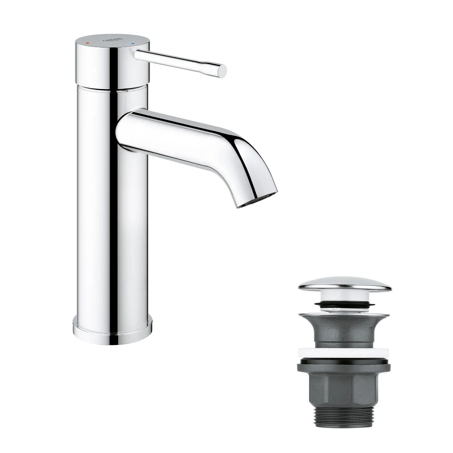 Grohe Essence New - izlietnes vienas sviras maisītājs ar Push-Open noteci, hromēts 23797001
