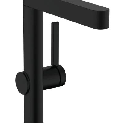 Hansgrohe Finoris - izlietnes vienas sviras maisītājs 230, ar Push-Open noteces komplektu un grozāmu izteku, EcoSmart, matēti melns 76060670