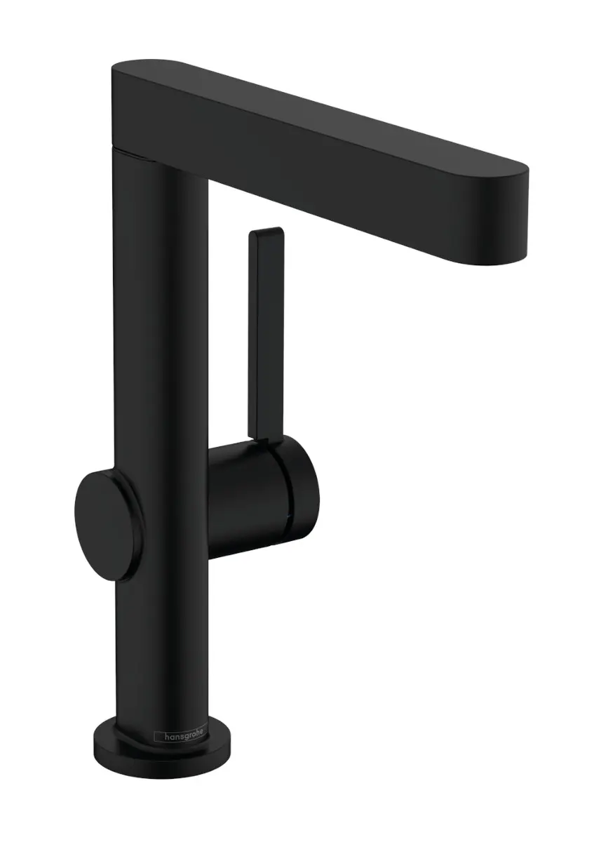 Hansgrohe Finoris - izlietnes vienas sviras maisītājs 230, ar Push-Open noteces komplektu un grozāmu izteku, EcoSmart, matēti melns 76060670